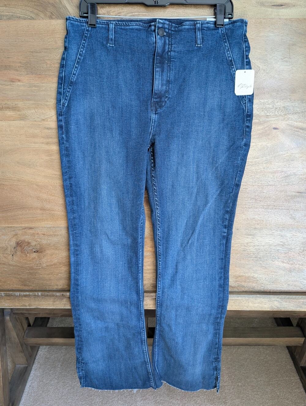 NWT Free People We The Free Level Up Slit Bootcut Jeans Womens 31 Blue Night Sky